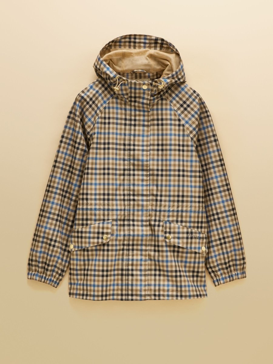 Everdry Brown Check Waterproof Packable Raincoat With Hood - RUTHERFORD & Co