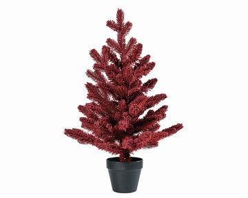 Everlands 60 cm Burgundy Flock Mini Christmas Tree - RUTHERFORD & Co