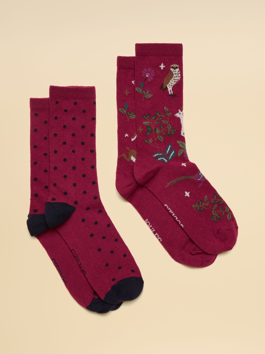 Everyday Berry Pink 2 Pack Socks - RUTHERFORD & Co