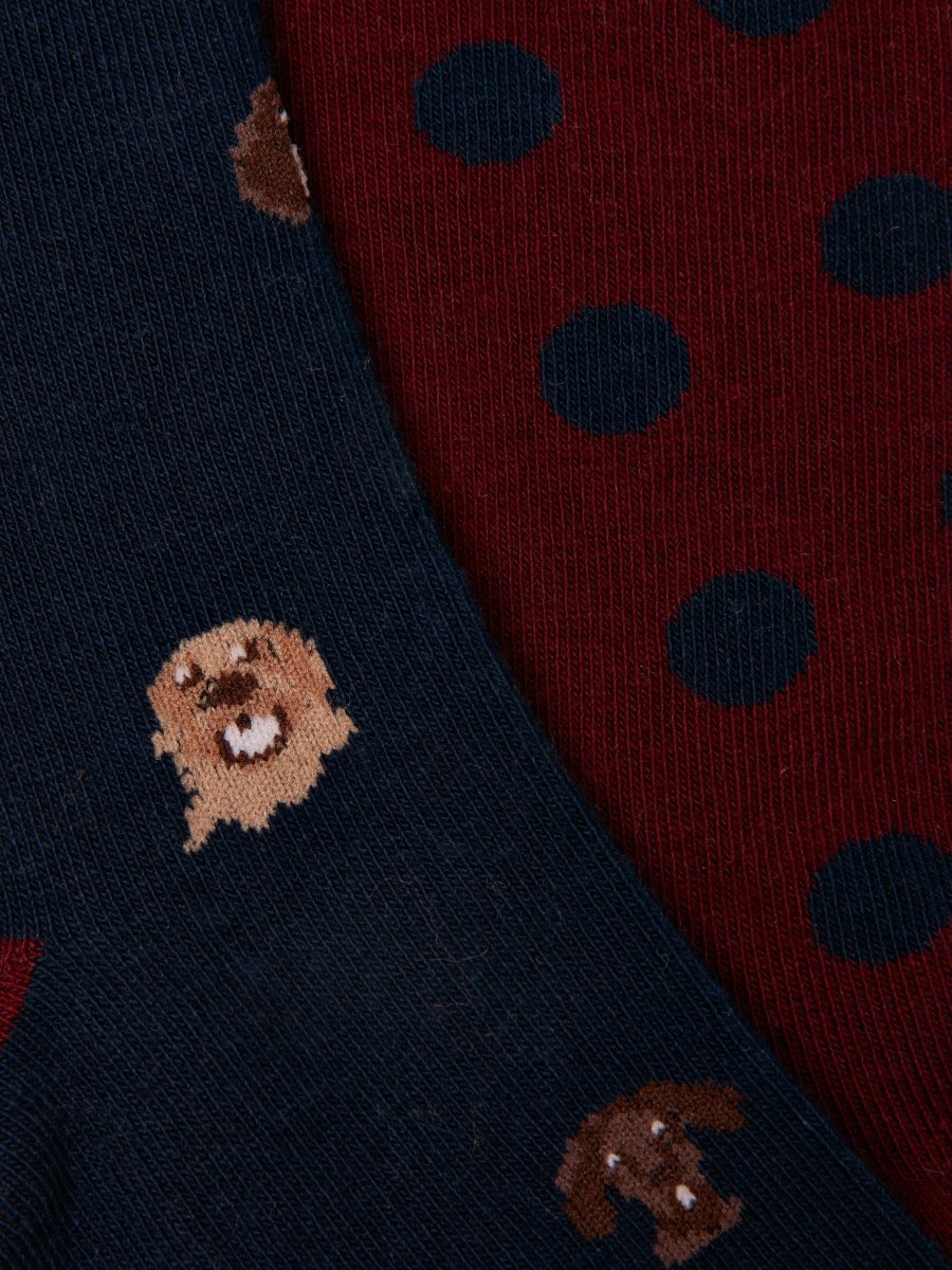 Everyday Cotton Blend Socks 2 Pack - Navy Mini Dog - RUTHERFORD & Co