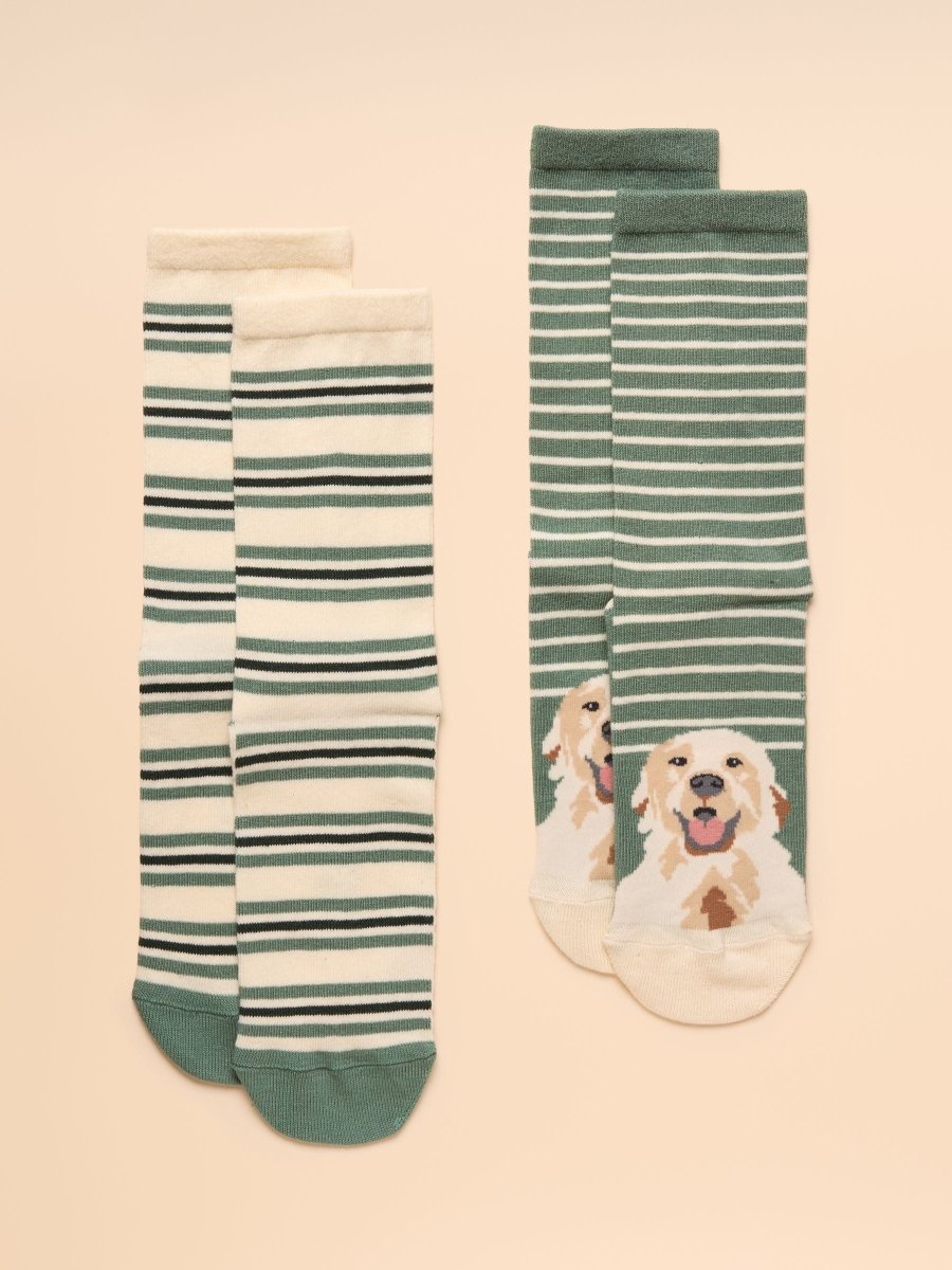 Everyday Green/Ecru 2 Pack Socks - RUTHERFORD & Co