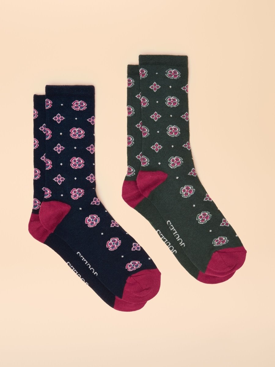 Everyday Green/Navy 2 Pack Socks - RUTHERFORD & Co
