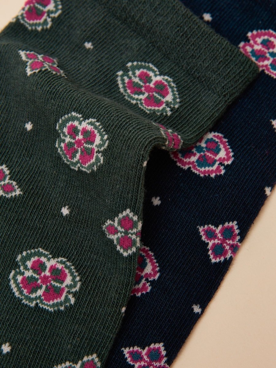 Everyday Green/Navy 2 Pack Socks - RUTHERFORD & Co