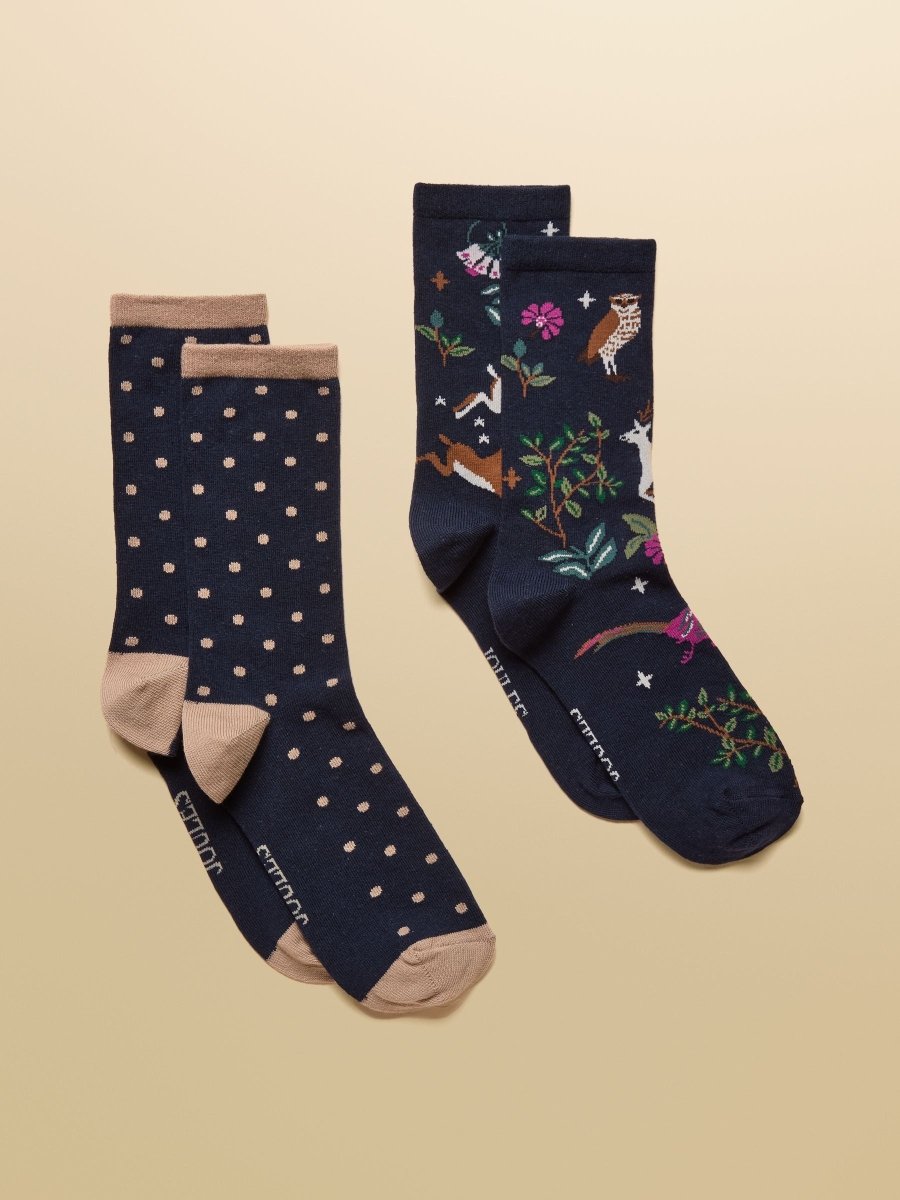 Everyday Multi Navy 2 Pack Socks - RUTHERFORD & Co
