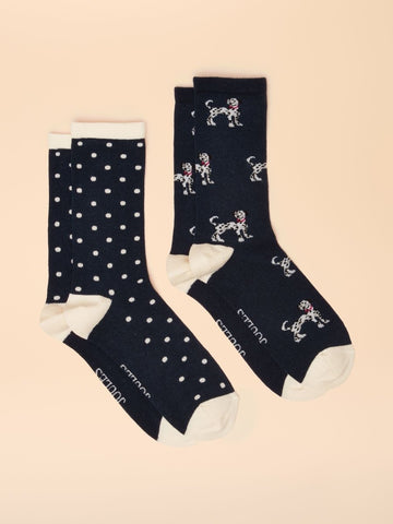 Everyday Navy/Oatmeal 2 Pack Socks - RUTHERFORD & Co
