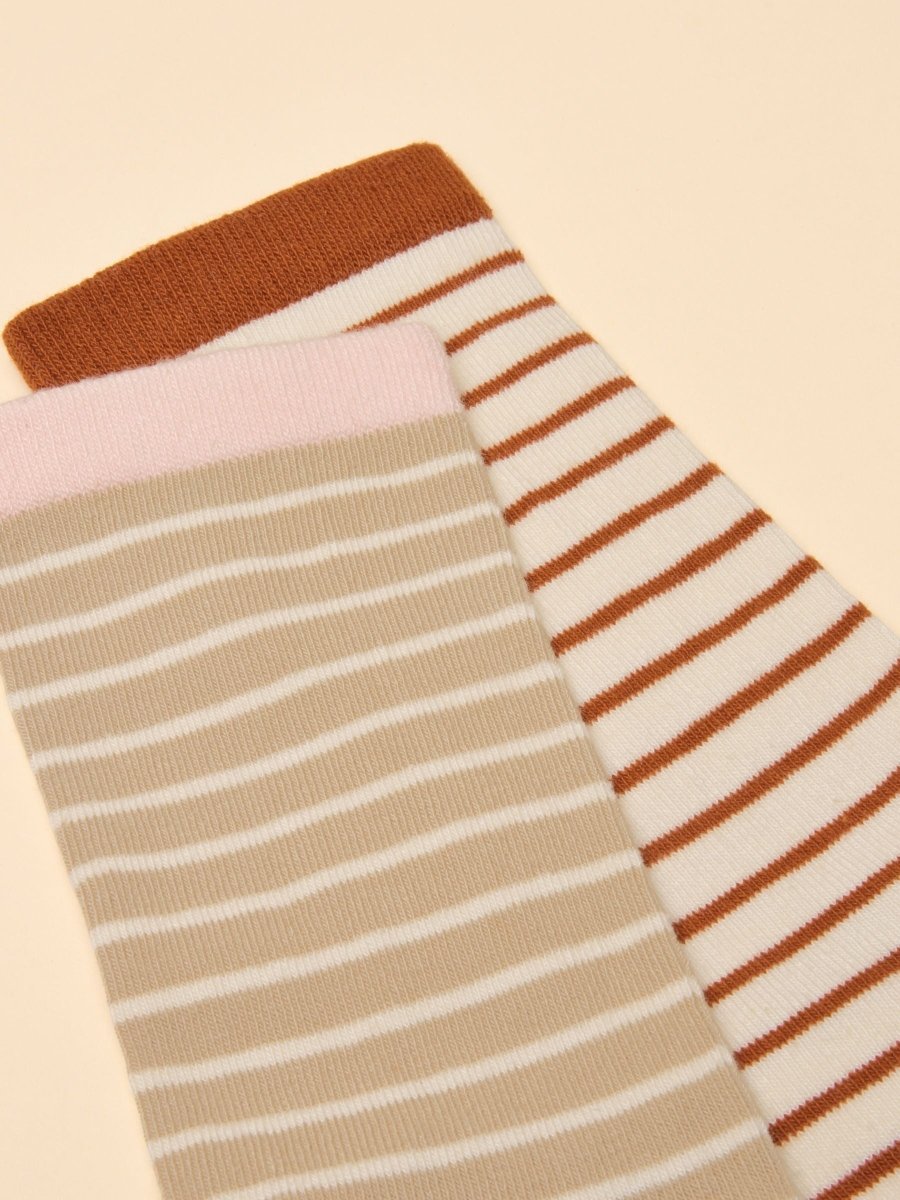 Everyday Orange/White 2 Pack Cotton Blend Socks - RUTHERFORD & Co