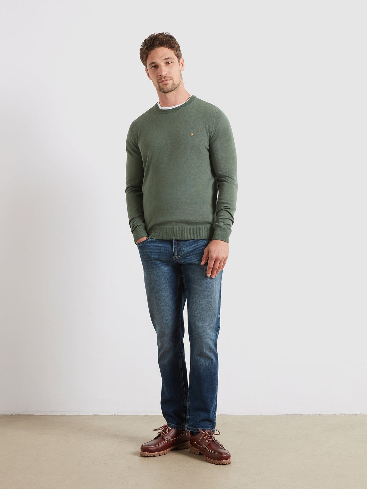Mullen Merino Wool Crew Neck Sweater In Rosemary