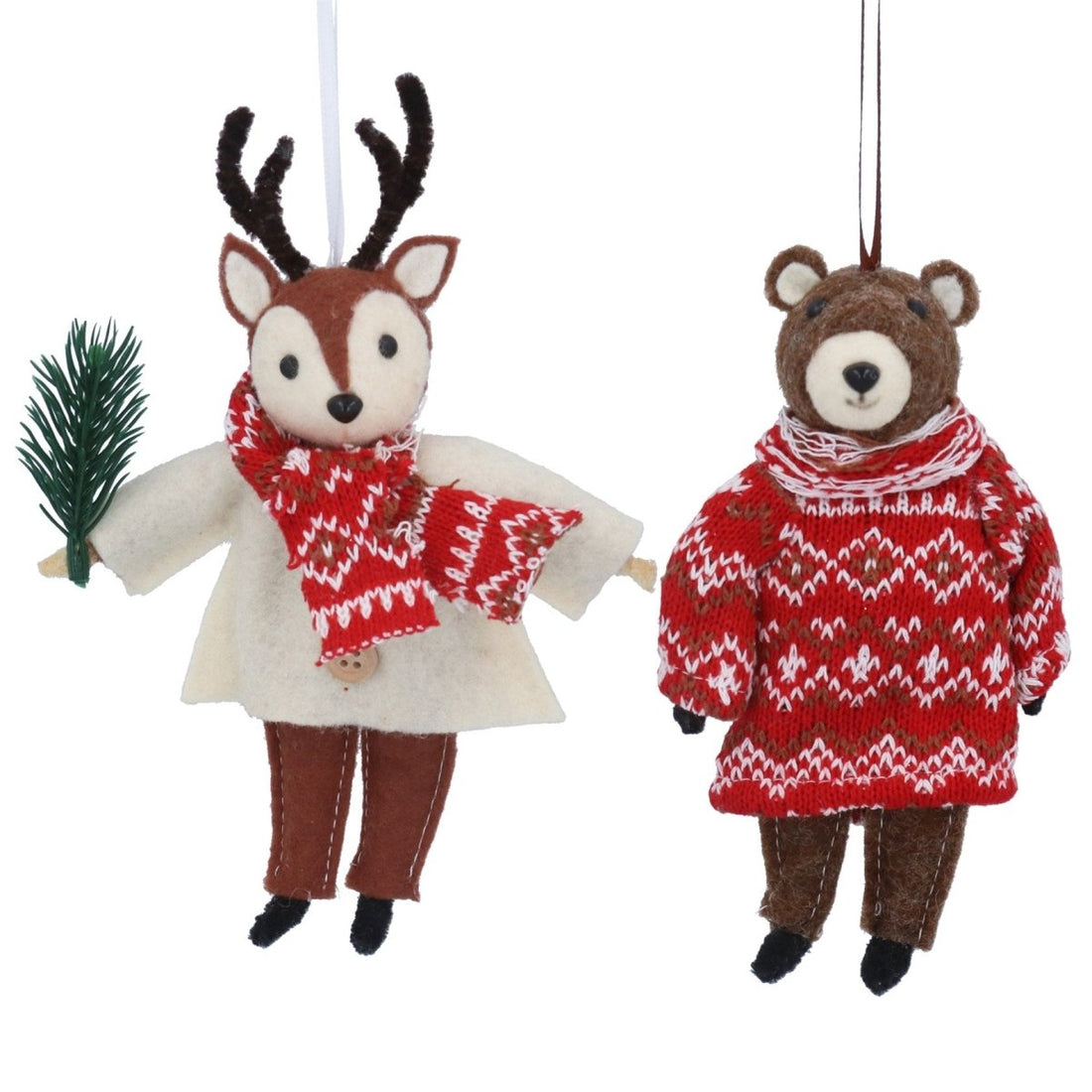 Fabric Reindeer or Bear w Scarf & Jumper Dec/Astd - RUTHERFORD & Co