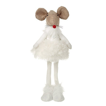 FABRIC STANDING MOUSE IN WHITE DRESS - RUTHERFORD & Co