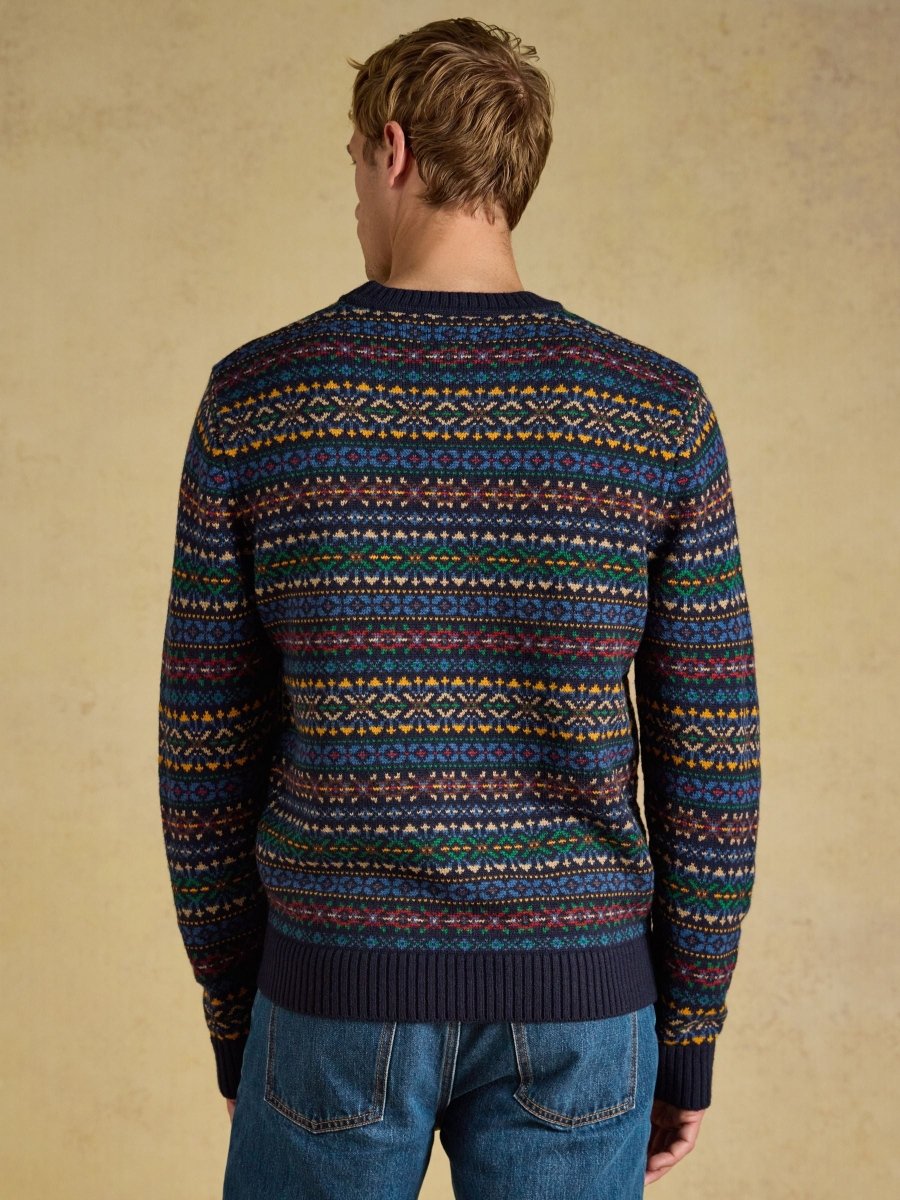 Fair Isle Crew Neck Jumper - Navy Multi - RUTHERFORD & Co