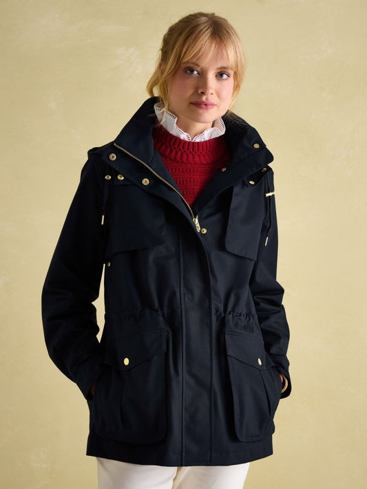 Fairford Navy Waterproof Raincoat with Hood - RUTHERFORD & Co