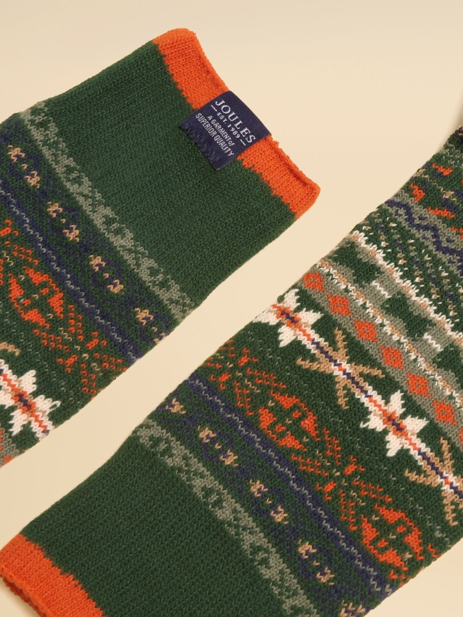 Fairisle Socks - Green & Orange - RUTHERFORD & Co