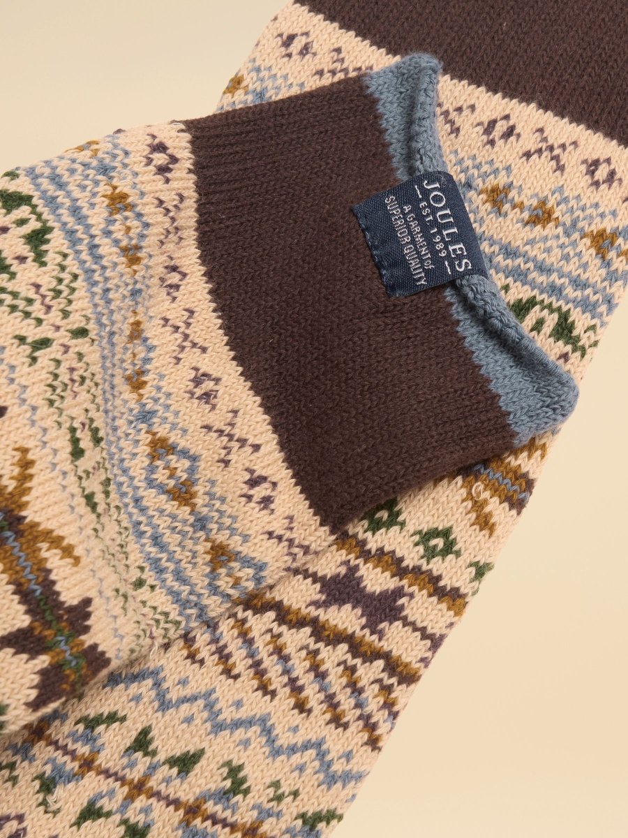 Fairisle Socks - Neutral & Brown - RUTHERFORD & Co