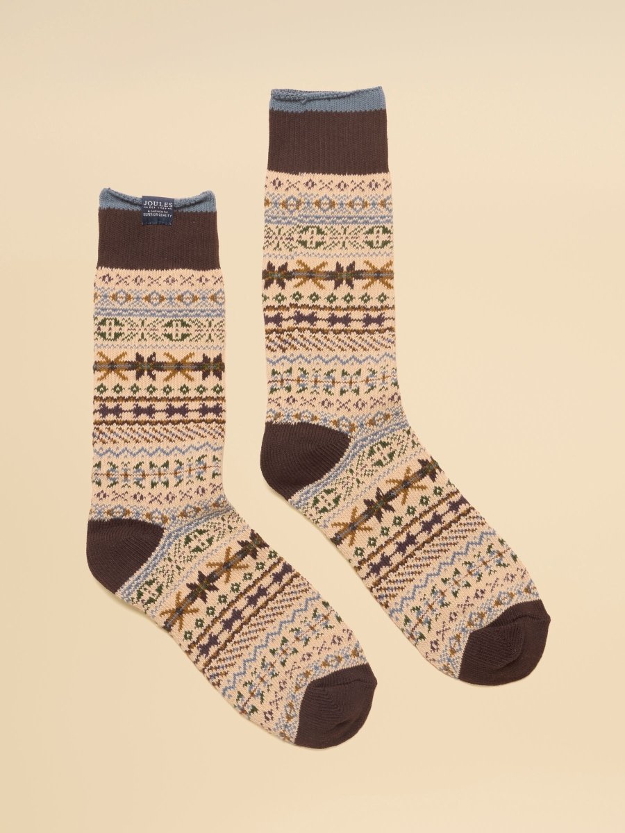 Fairisle Socks - Neutral & Brown - RUTHERFORD & Co