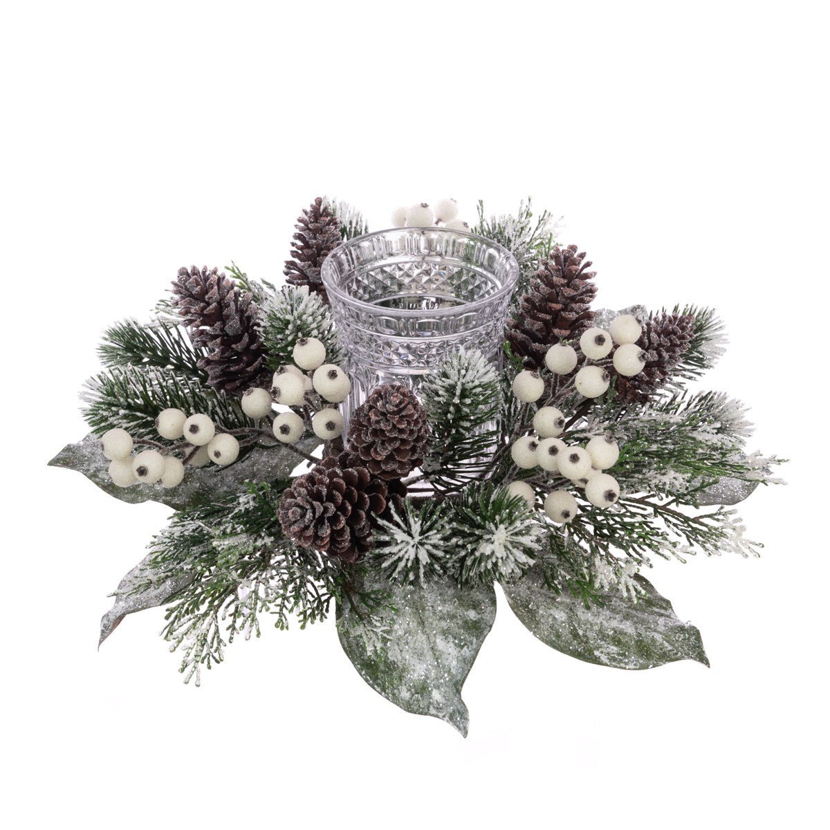 Faux Collyweston Snowy Berry Candle Holder - RUTHERFORD & Co