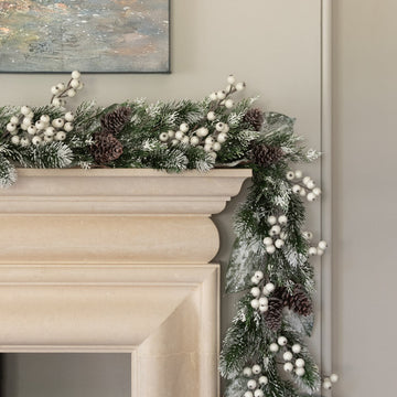 Faux Collyweston Snowy Berry Christmas Garland - RUTHERFORD & Co