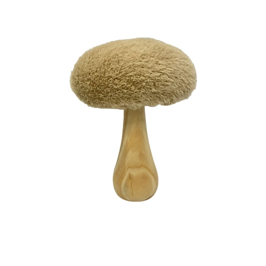 Faux Fur Mushroom on Pine Base in Pale Natural Colour - 13cm - RUTHERFORD & Co