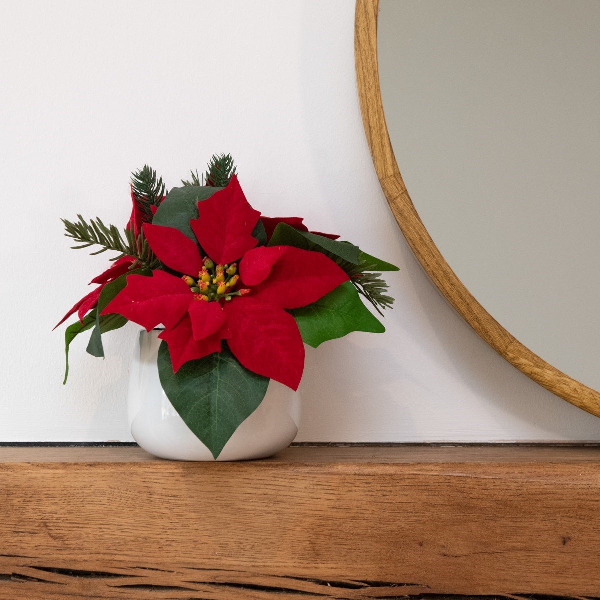 Faux Poinsettia in Ceramic Pot - RUTHERFORD & Co