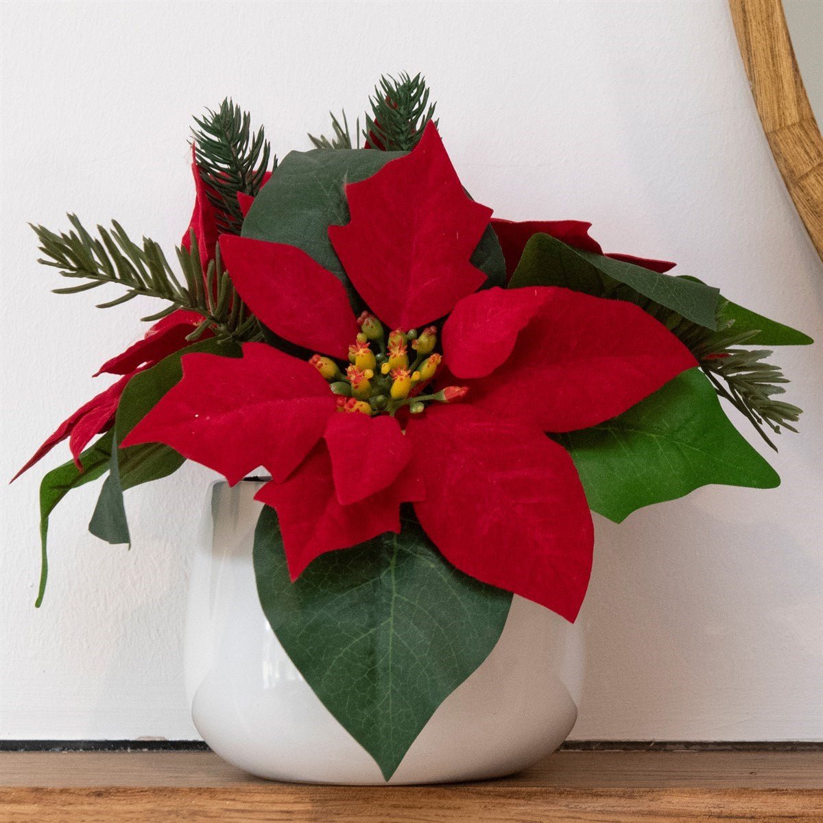 Faux Poinsettia in Ceramic Pot - RUTHERFORD & Co