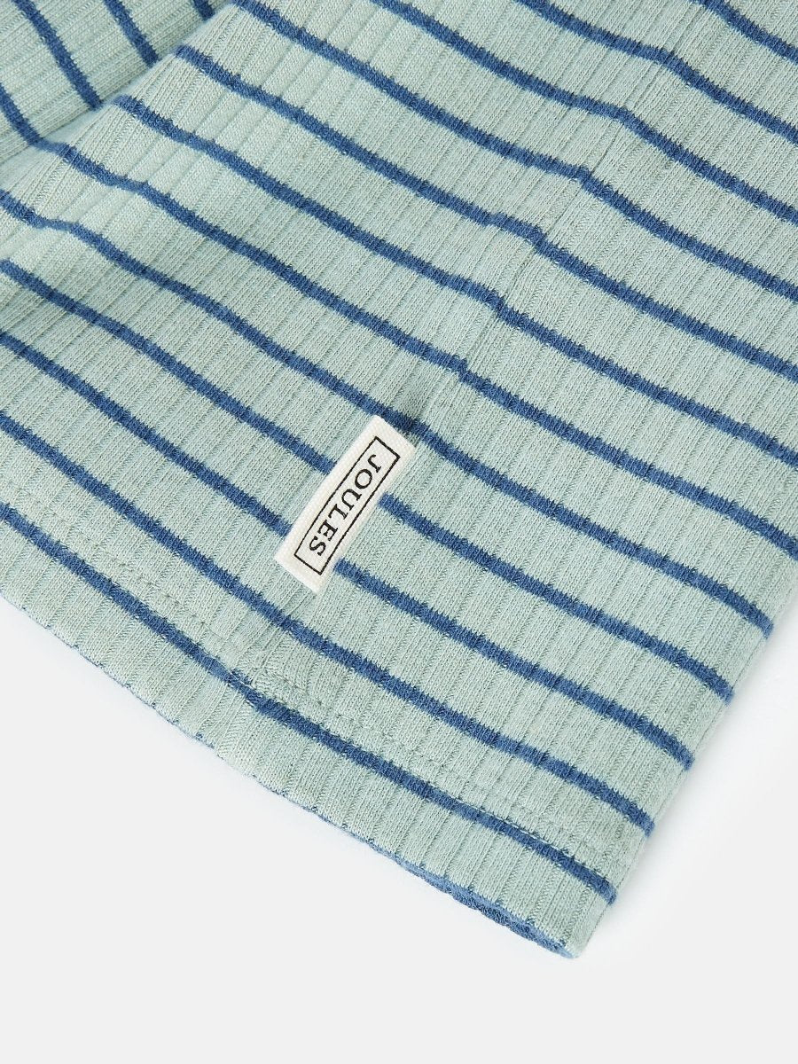 Faye Blue Stripe High Neck Rib Top - RUTHERFORD & Co