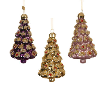 Decoris Glass Tree with Sequins - Assorted
