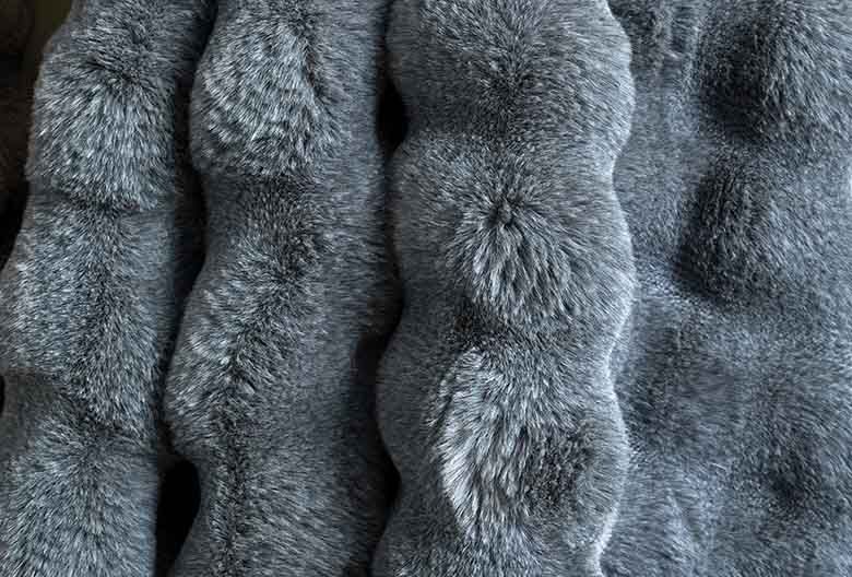 Feather faux fur throw slate blue - RUTHERFORD & Co