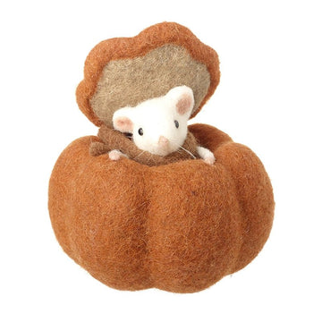 Felt Mouse In Pumpkin - RUTHERFORD & Co