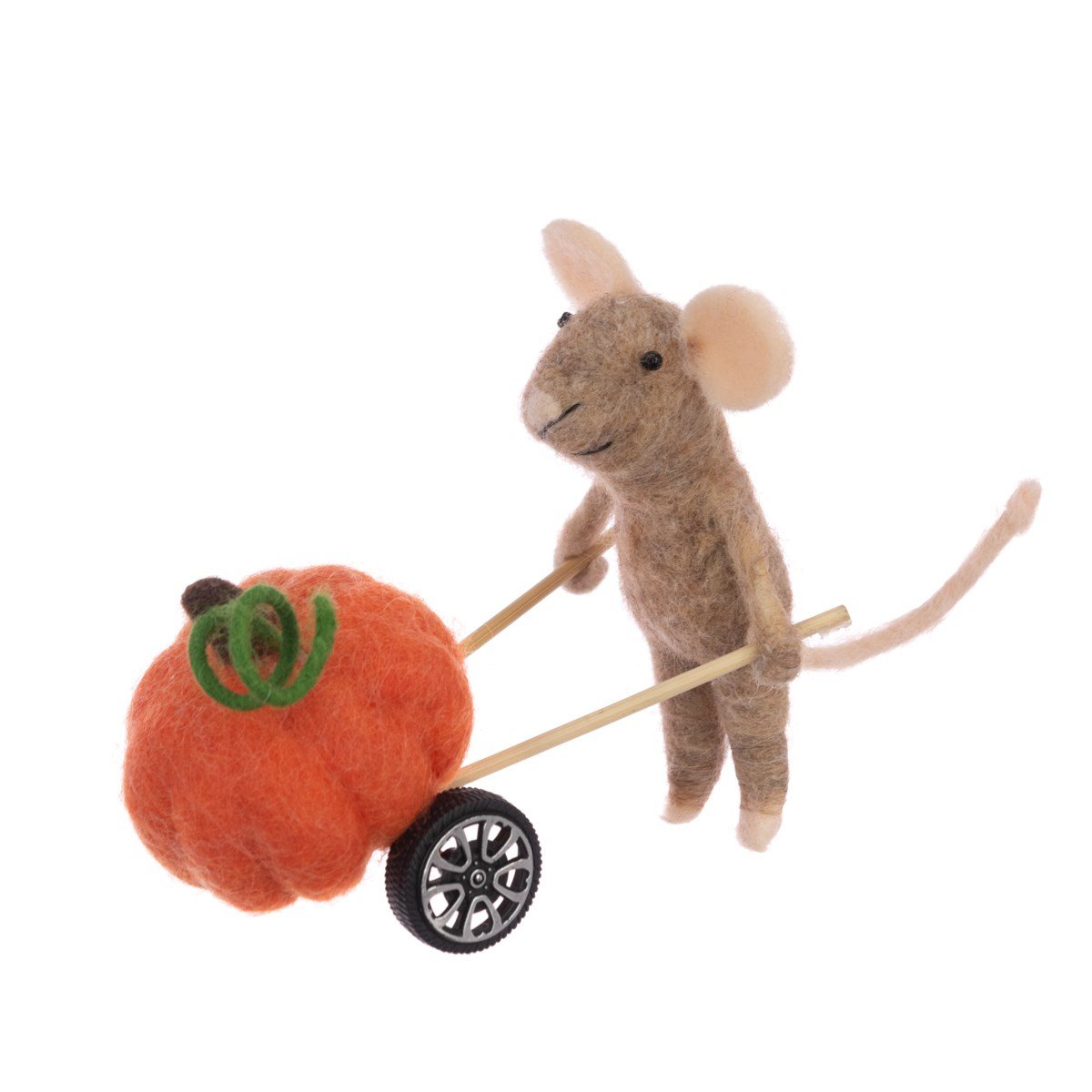 Felt Mouse Pumpkin Wheelbarrow – Beige/Orange - RUTHERFORD & Co