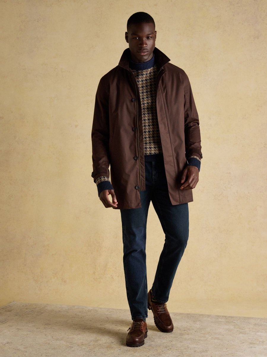 Ferguson Wool - Rich Oatmeal Houndstooth Jumper - RUTHERFORD & Co