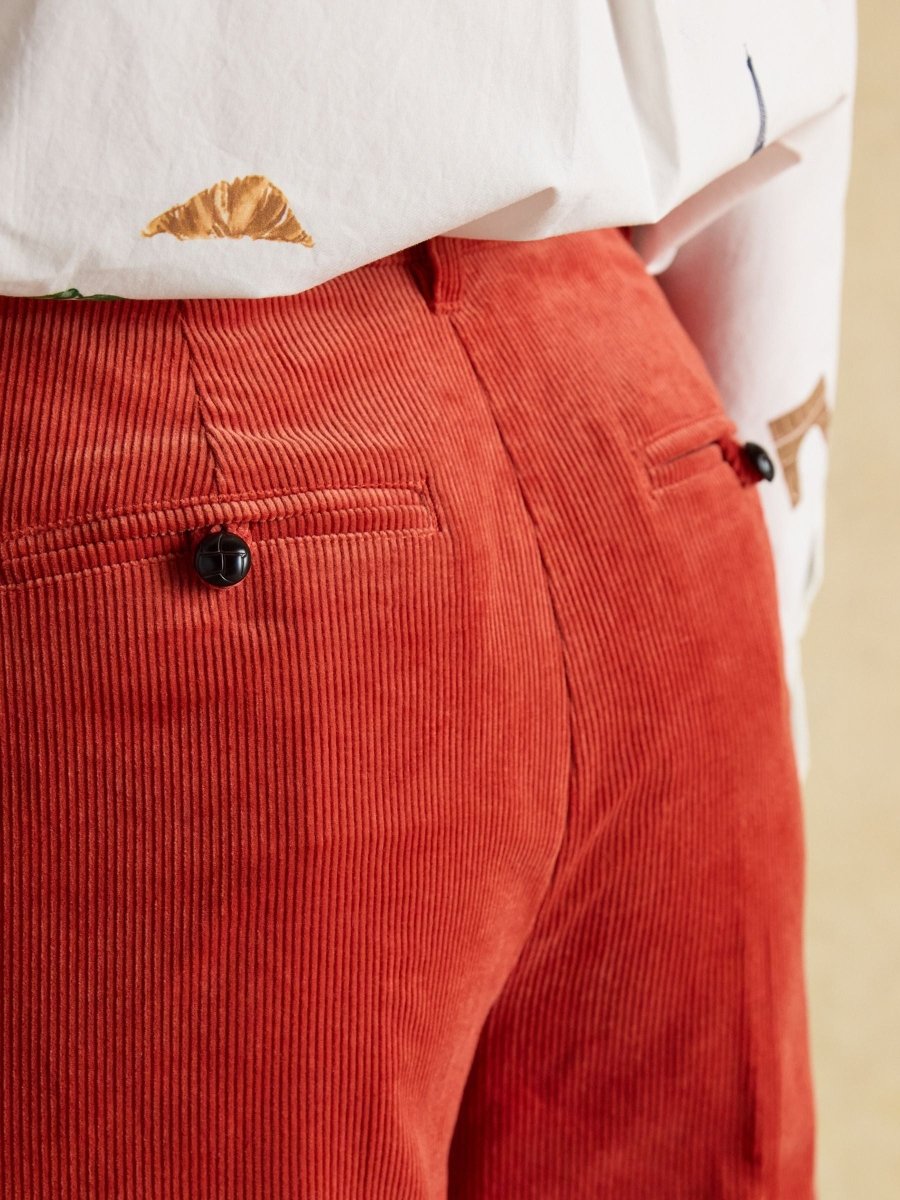 Fernhill Burnt Orange Cord Wide Leg Pleated Trouser - RUTHERFORD & Co