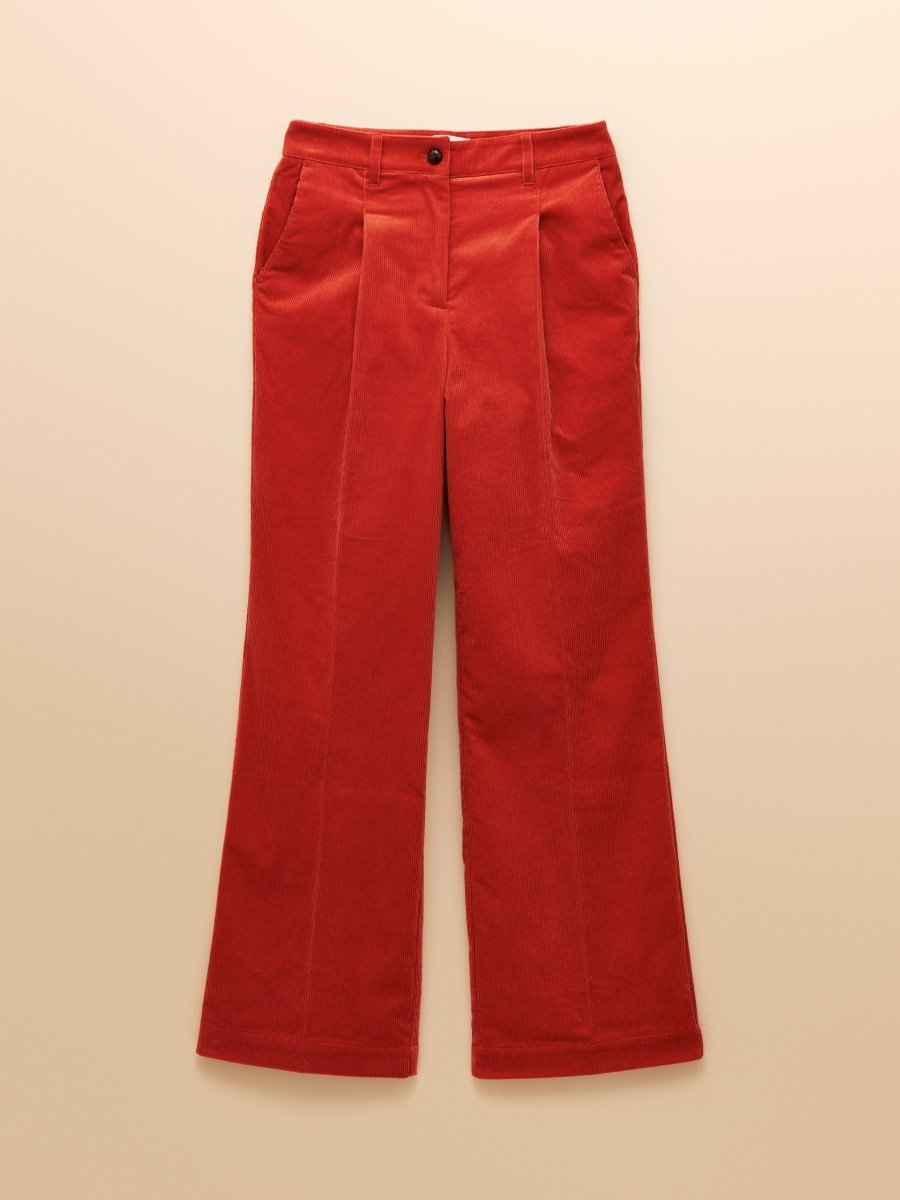 Fernhill Burnt Orange Cord Wide Leg Pleated Trouser - RUTHERFORD & Co