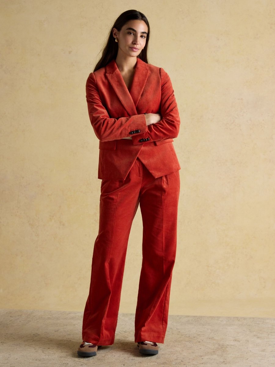 Fernhill Burnt Orange Cord Wide Leg Pleated Trouser - RUTHERFORD & Co
