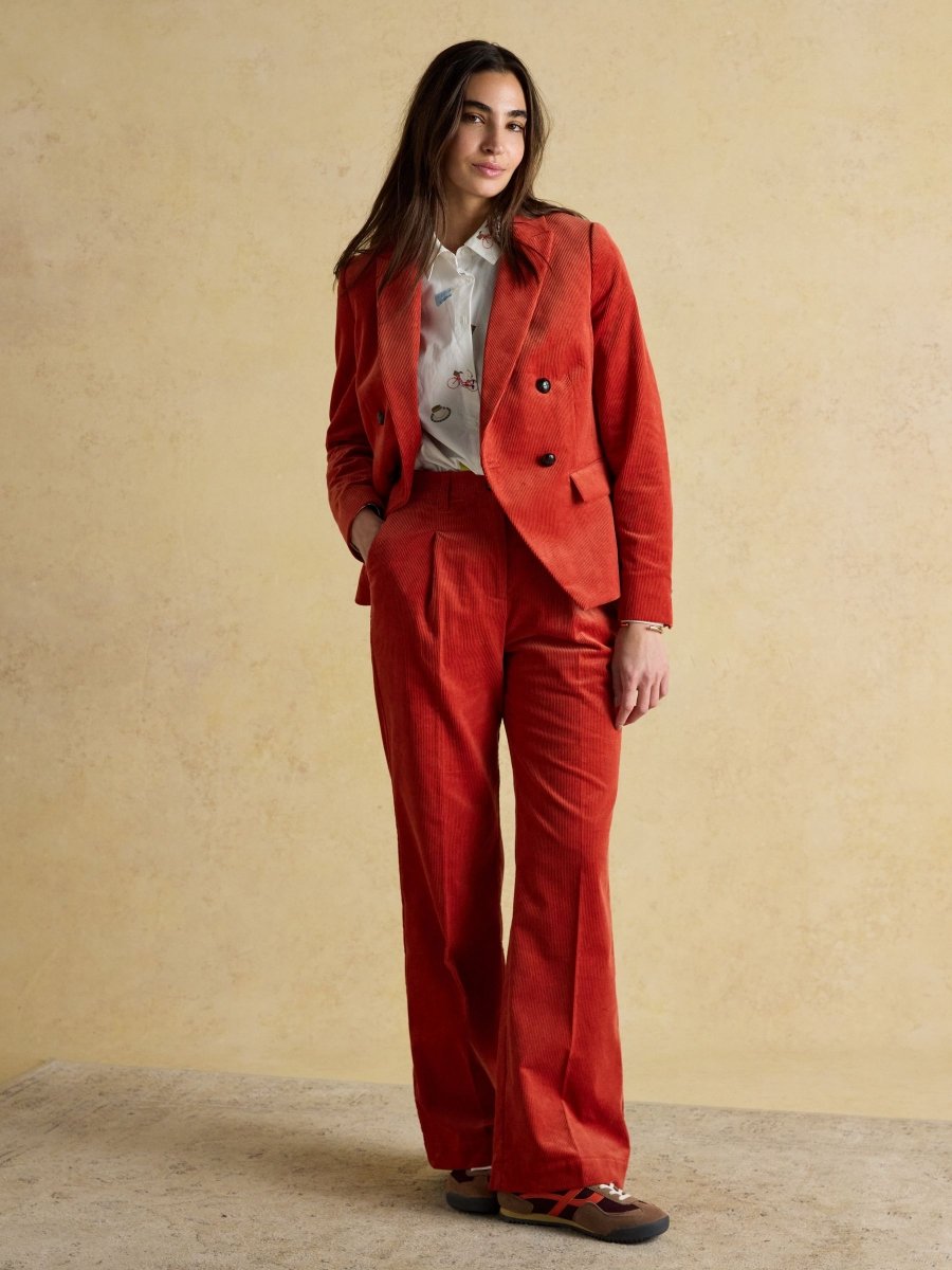 Fernhill Burnt Orange Cord Wide Leg Pleated Trouser - RUTHERFORD & Co