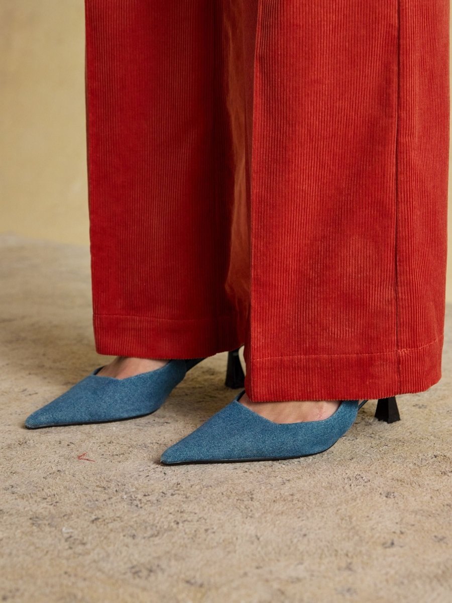 Fernhill Burnt Orange Cord Wide Leg Pleated Trouser - RUTHERFORD & Co