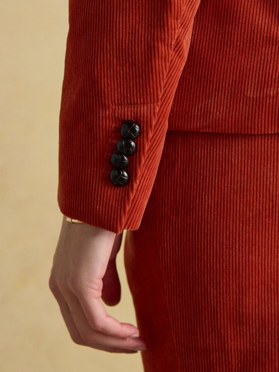 Fernhill Orange Corduroy Double Breasted Blazer - RUTHERFORD & Co