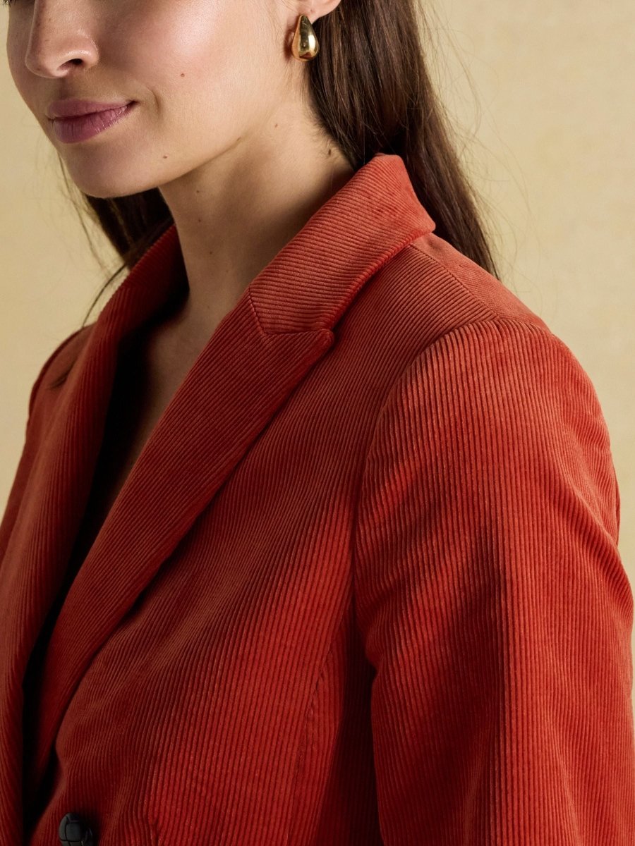 Fernhill Orange Corduroy Double Breasted Blazer - RUTHERFORD & Co