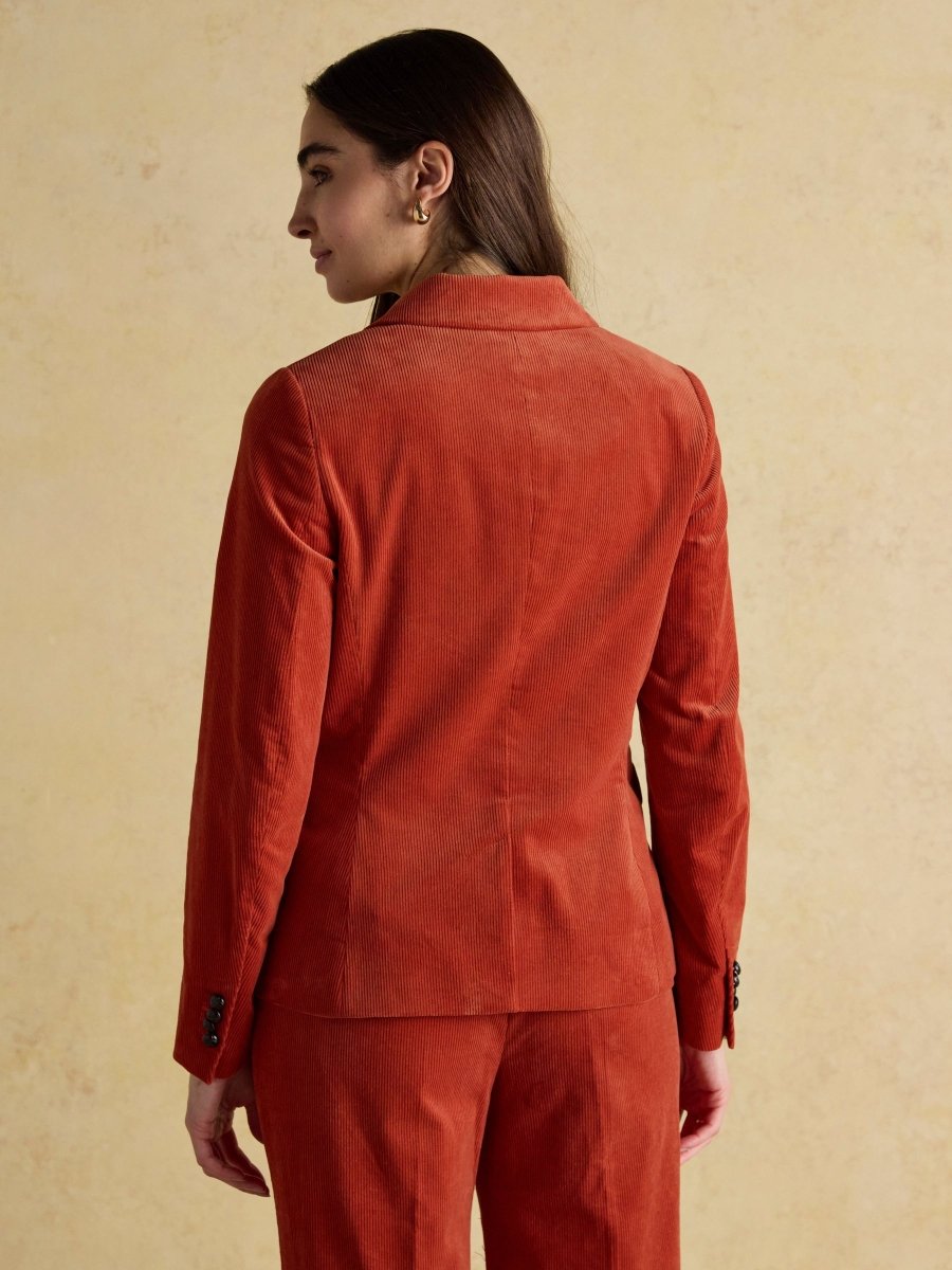 Fernhill Orange Corduroy Double Breasted Blazer - RUTHERFORD & Co