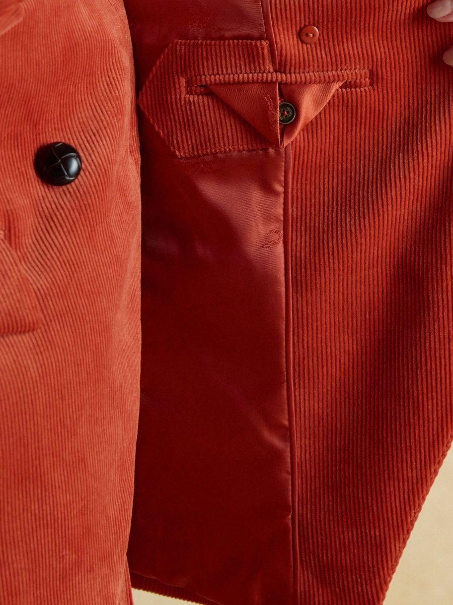 Fernhill Orange Corduroy Double Breasted Blazer - RUTHERFORD & Co