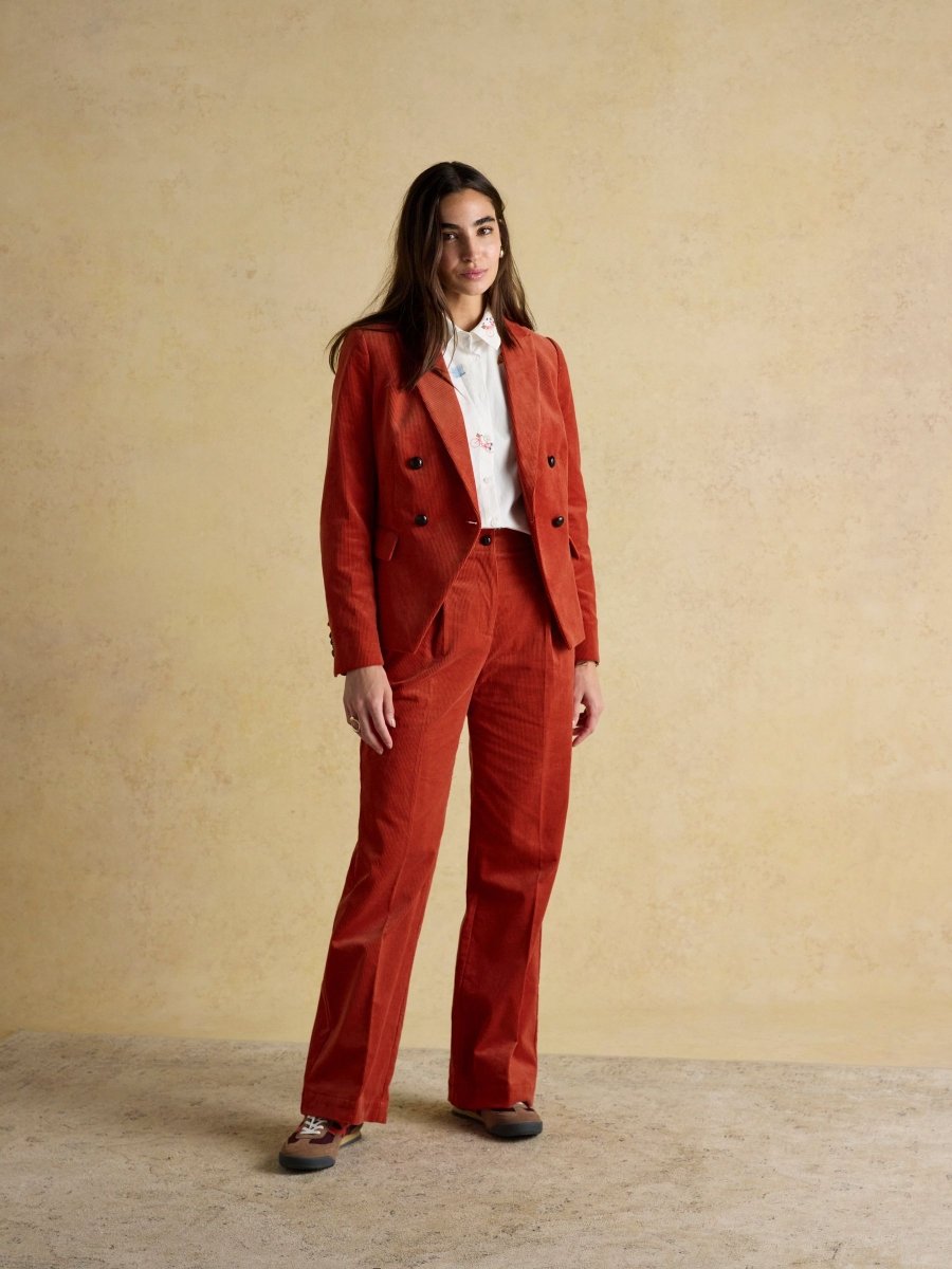 Fernhill Orange Corduroy Double Breasted Blazer - RUTHERFORD & Co