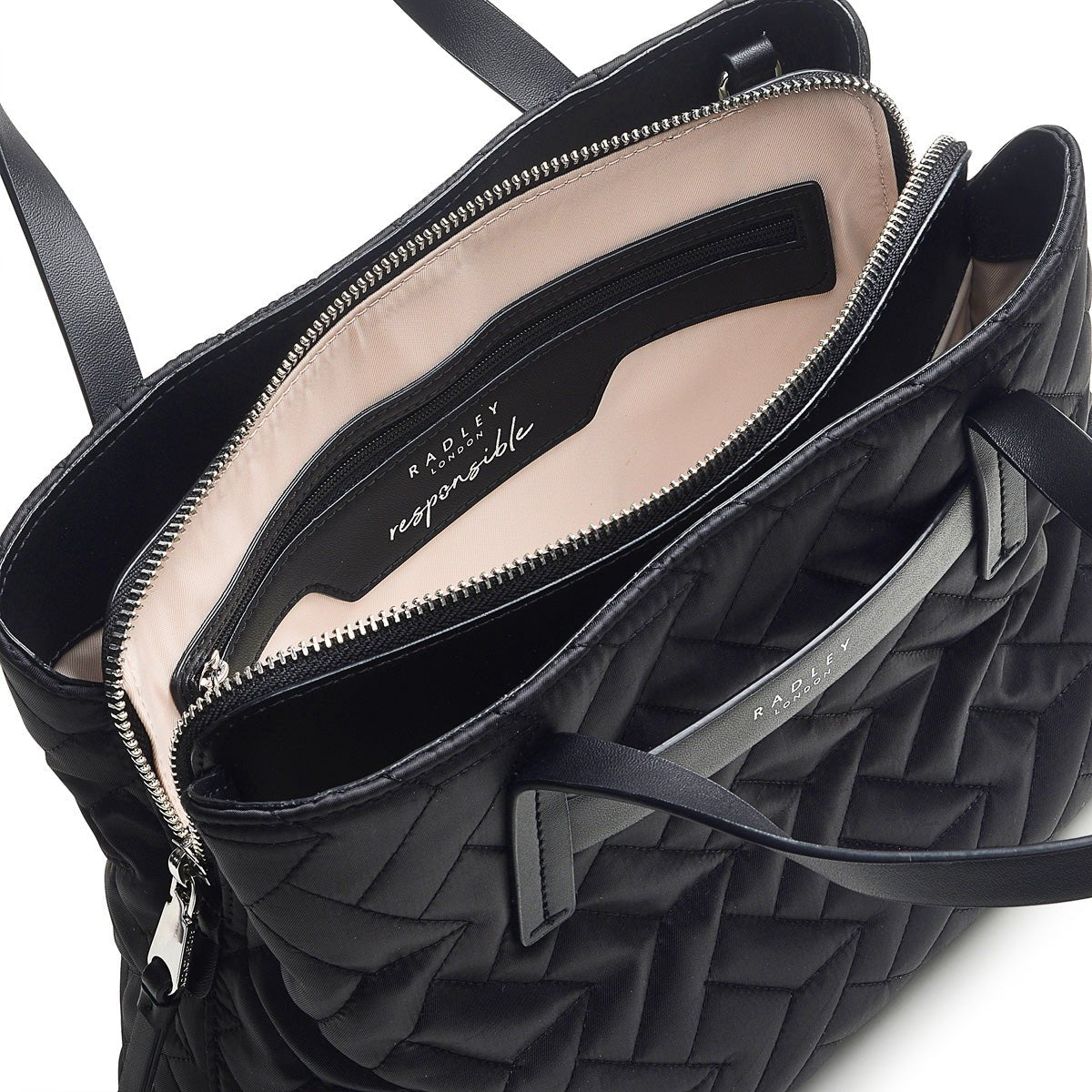 Finsbury Park - Quilted Black Medium Ziptop Multiway - RUTHERFORD & Co