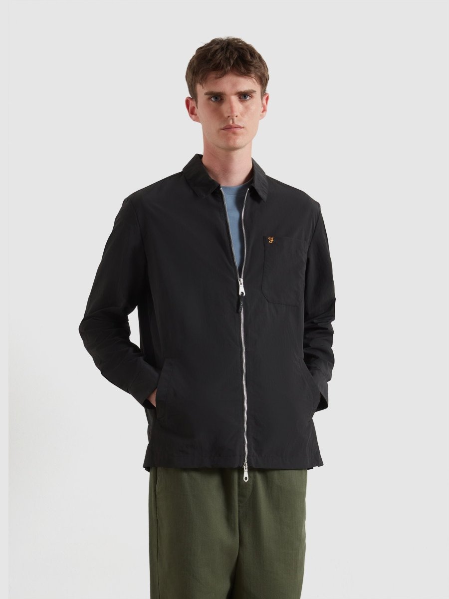 Fintoni Zipped Overshirt In Black - RUTHERFORD & Co