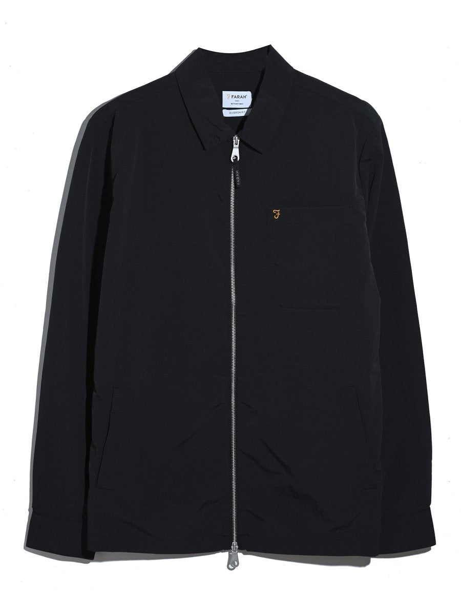 Fintoni Zipped Overshirt In Black - RUTHERFORD & Co