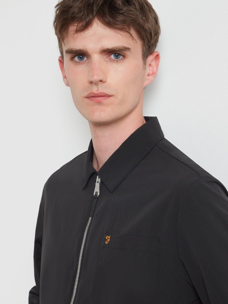 Fintoni Zipped Overshirt In Black - RUTHERFORD & Co