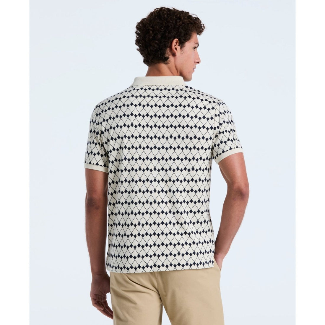 Flags Print Polo Shirt In Birch - RUTHERFORD & Co
