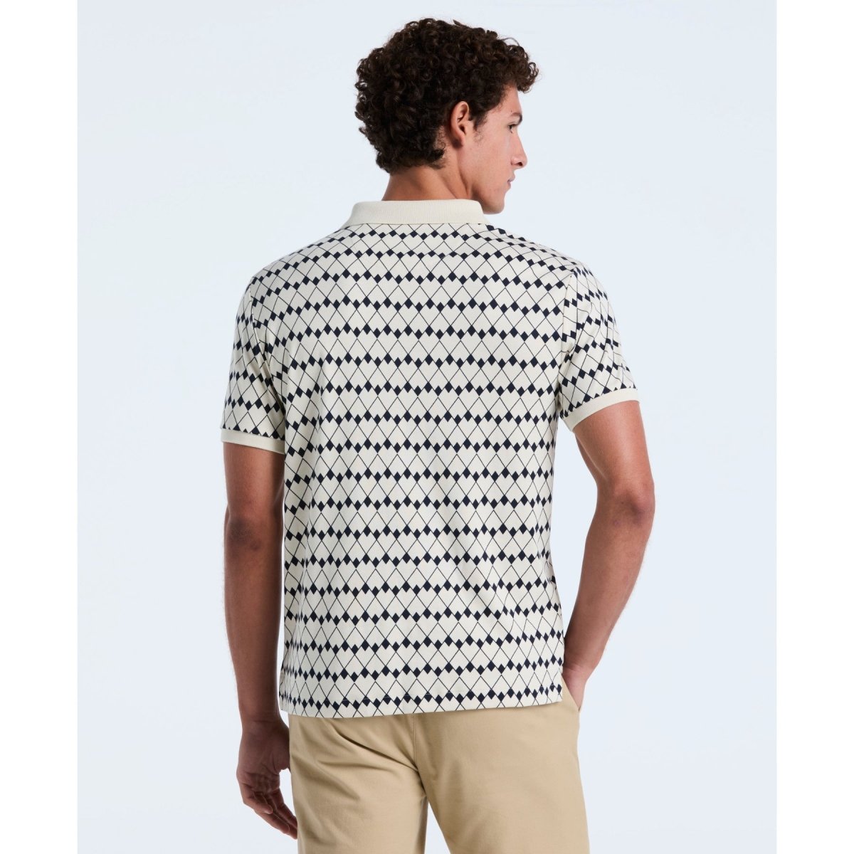 Flags Print Polo Shirt In Birch - RUTHERFORD & Co