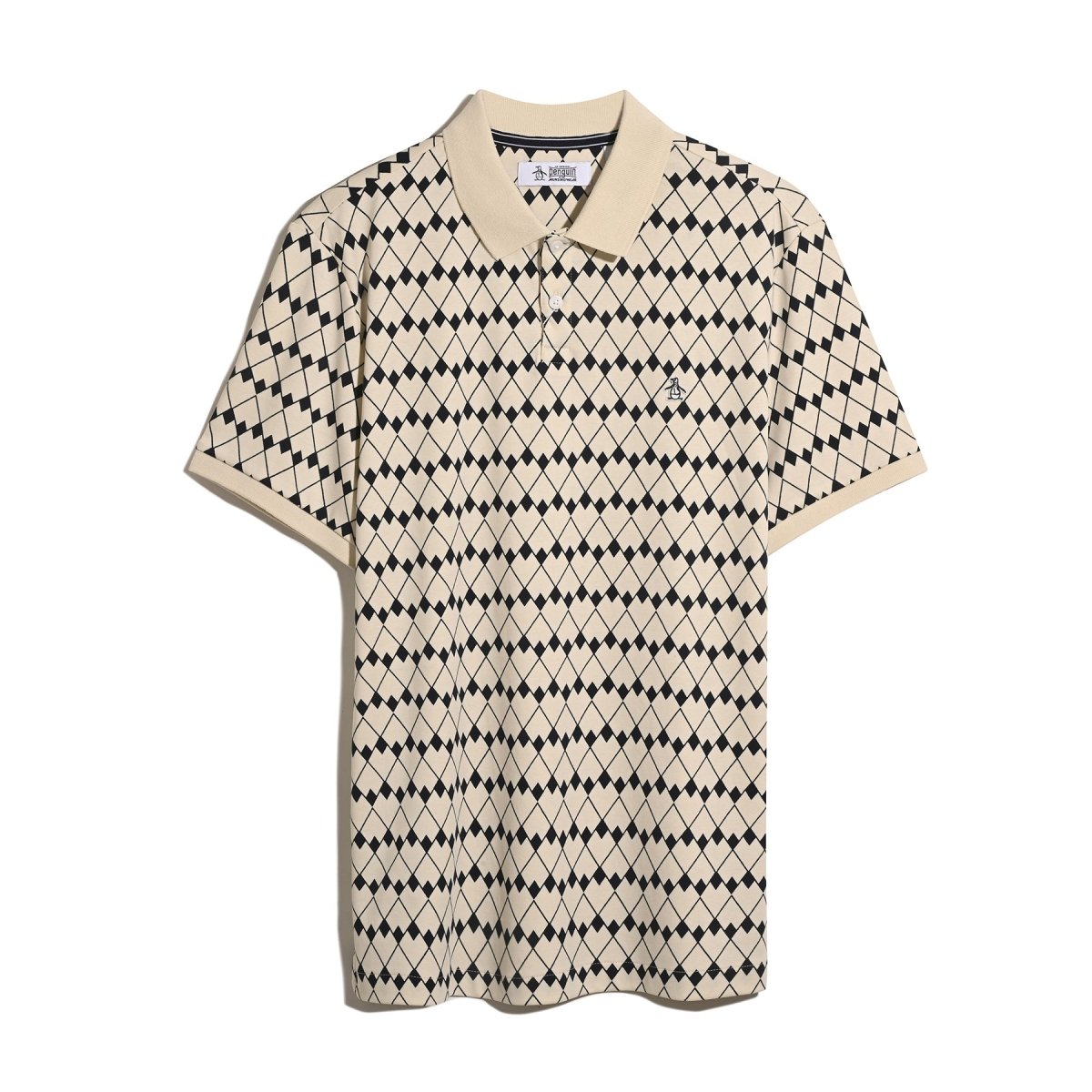 Flags Print Polo Shirt In Birch - RUTHERFORD & Co