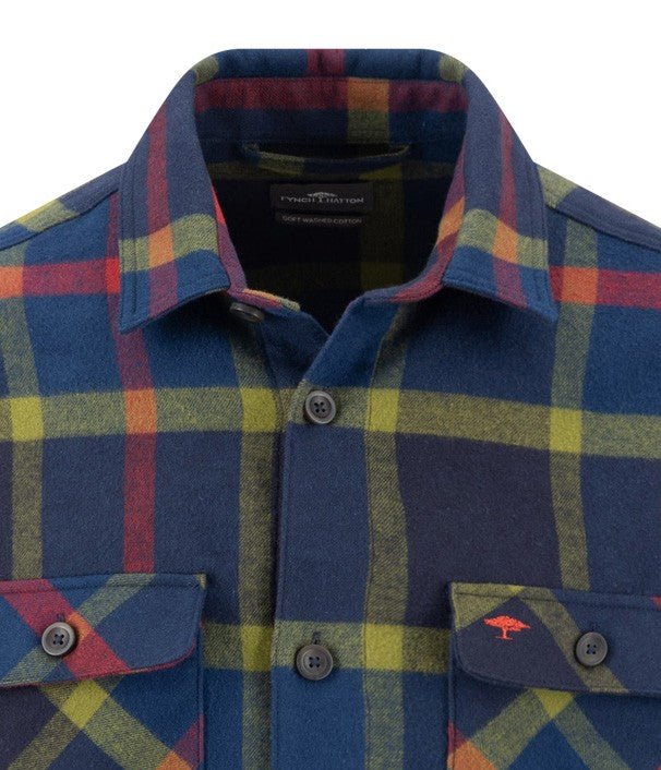 Flannel Check Overshirt - Navy - RUTHERFORD & Co