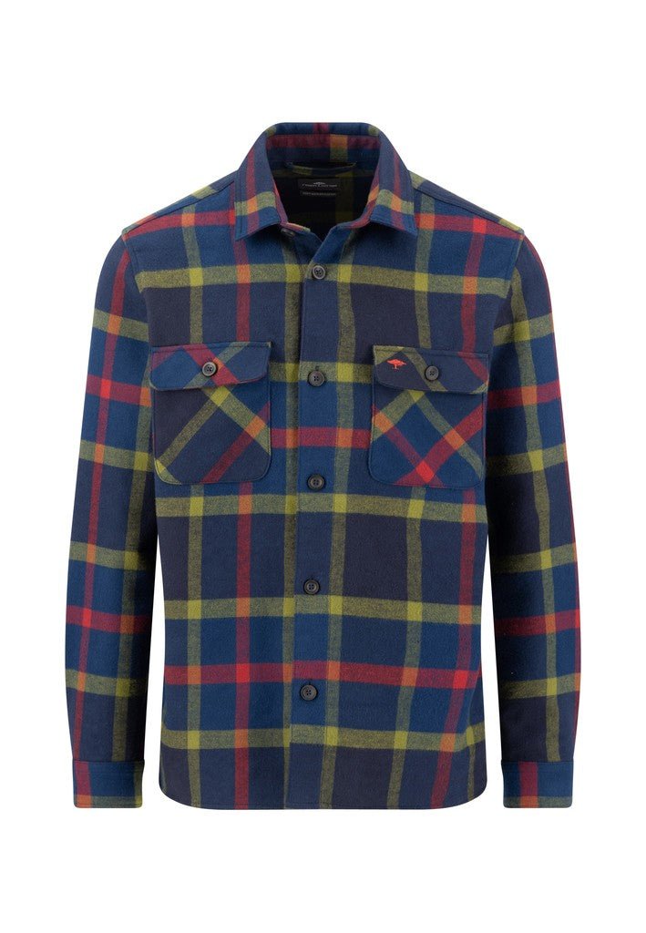 Flannel Check Overshirt - Navy - RUTHERFORD & Co