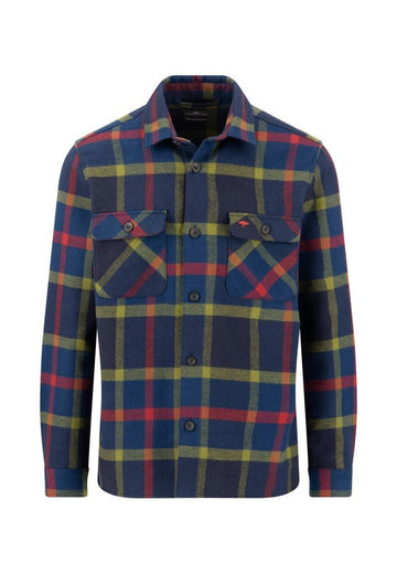 Flannel Check Overshirt - Navy - RUTHERFORD & Co