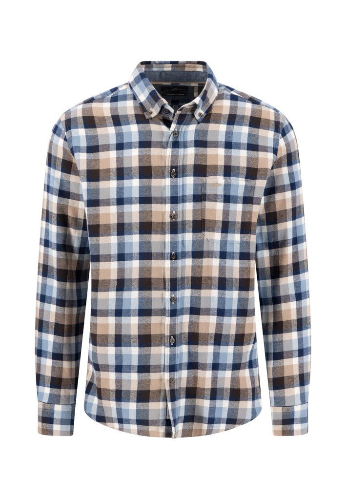 Flannel Check Shirt - Tobacco - RUTHERFORD & Co